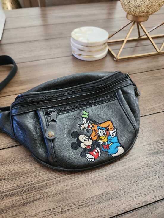 Walt Disney Handbags - Vintage Black Disney Character Embroidered Waist Bag